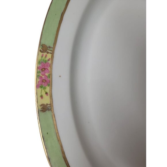 ZS Co Bavaria Large Oval Platter Gold Trim Hand Painted Green Pink Yellow Floral - Picture 7 of 14
